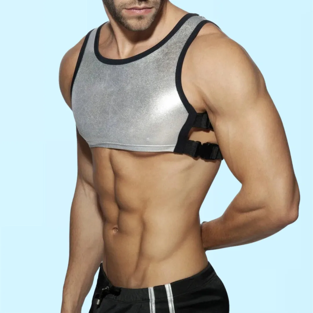 LUCAS - Hollow Buckle Stretch Crop Top