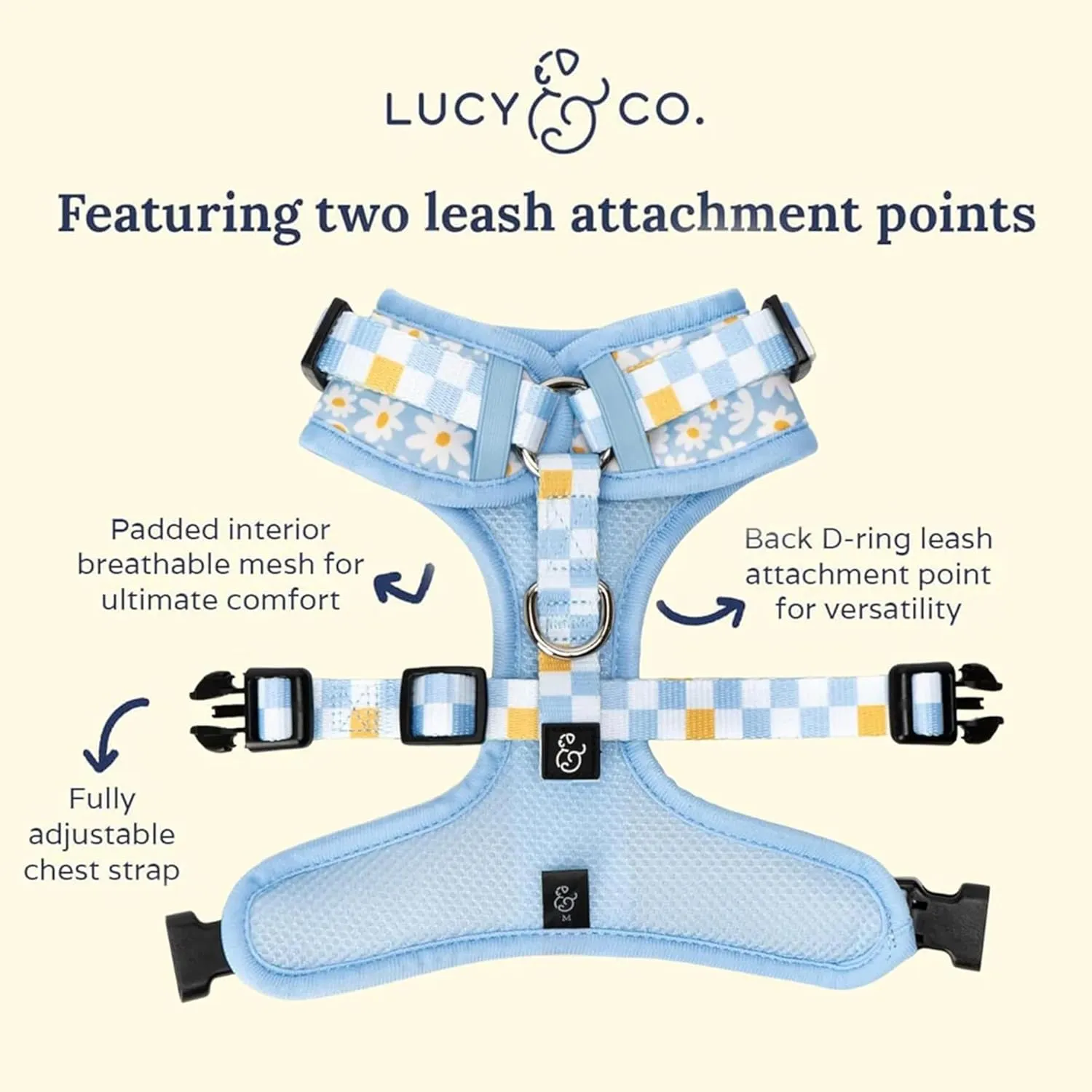 Lucy & Co. The Simply Splendid No-Pull Dog Harness – Size Large – Vest to Stop Pulling & Walk Easy – Comfortable Leash Training Product w/Adjustable Chest & Neck Straps