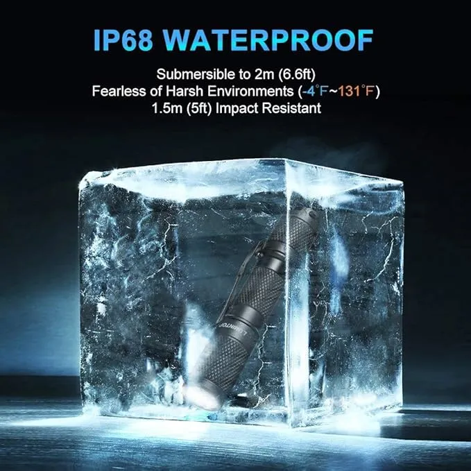 LUMINTOP Tool AAA Waterproof Flashlight, 130 Lumens, IPX-8, TIR Lens, 3 Output Modes, Memory Function, Battery Powered