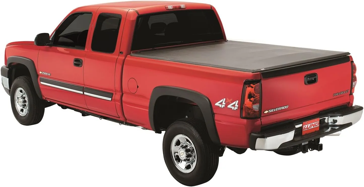 Lund Genesis Tri-Fold Soft Folding Truck Bed Tonneau Cover | 950120 | Fits 2014 - 2021 Toyota Tundra w/track system 5' 7" Bed (66.7")