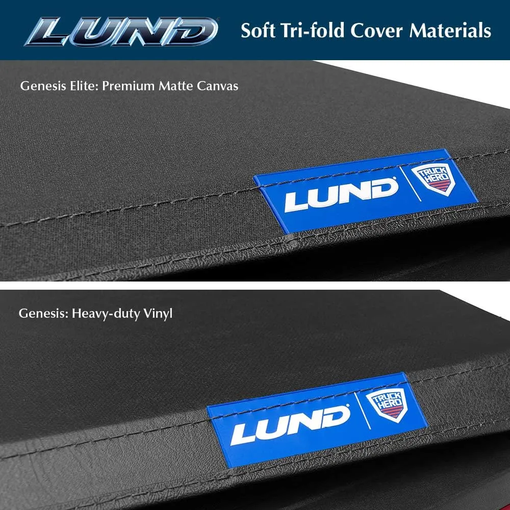 Lund Genesis Tri-Fold Soft Folding Truck Bed Tonneau Cover | 950120 | Fits 2014 - 2021 Toyota Tundra w/track system 5' 7" Bed (66.7")