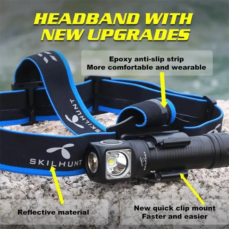 Magnetic Rechargeable LED Flashlight 1200 Lumen with Headband for Hunting & Camping - Skilhunt H04 Series