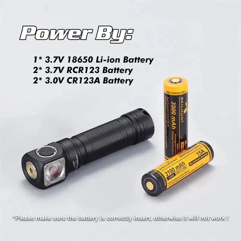 Magnetic Rechargeable LED Flashlight 1200 Lumen with Headband for Hunting & Camping - Skilhunt H04 Series