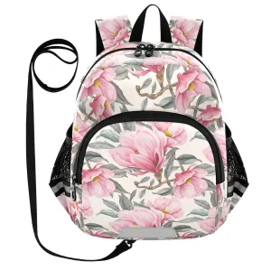 Magnolia Flower Foliage Beige Toddler Harness Backpack for Boys Girls 3-6 Years Kids Backpack with Anti Lost Safety Leash Baby Travel Bag for Walking Travel Preschool