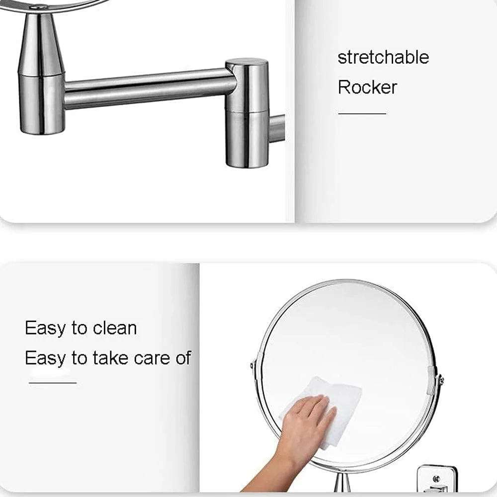 Makeup Mirror Vanity Mirror Wall Mounted Mirror,Bathroom Vanity Mirror Magnifying Beauty Mirror Double-Sided High-Definition Folding Telescopic Mirror Cosmetic Mirror