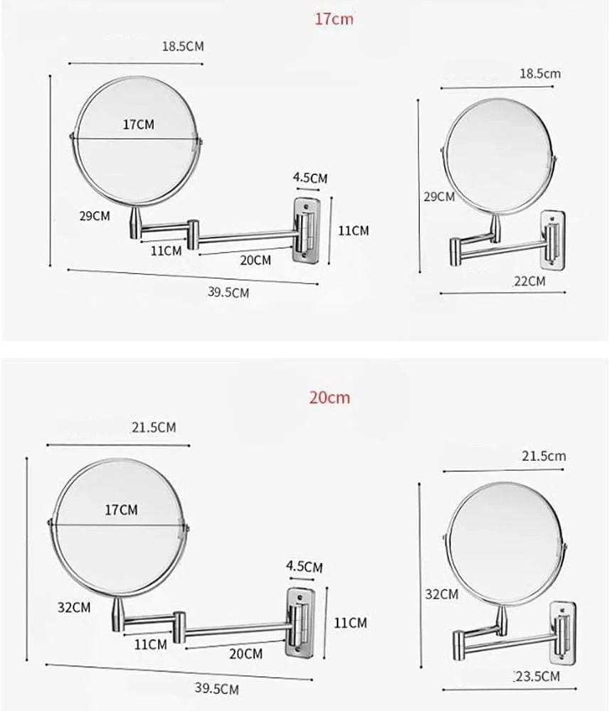 Makeup Mirror Vanity Mirror Wall Mounted Mirror,Bathroom Vanity Mirror Magnifying Beauty Mirror Double-Sided High-Definition Folding Telescopic Mirror Cosmetic Mirror