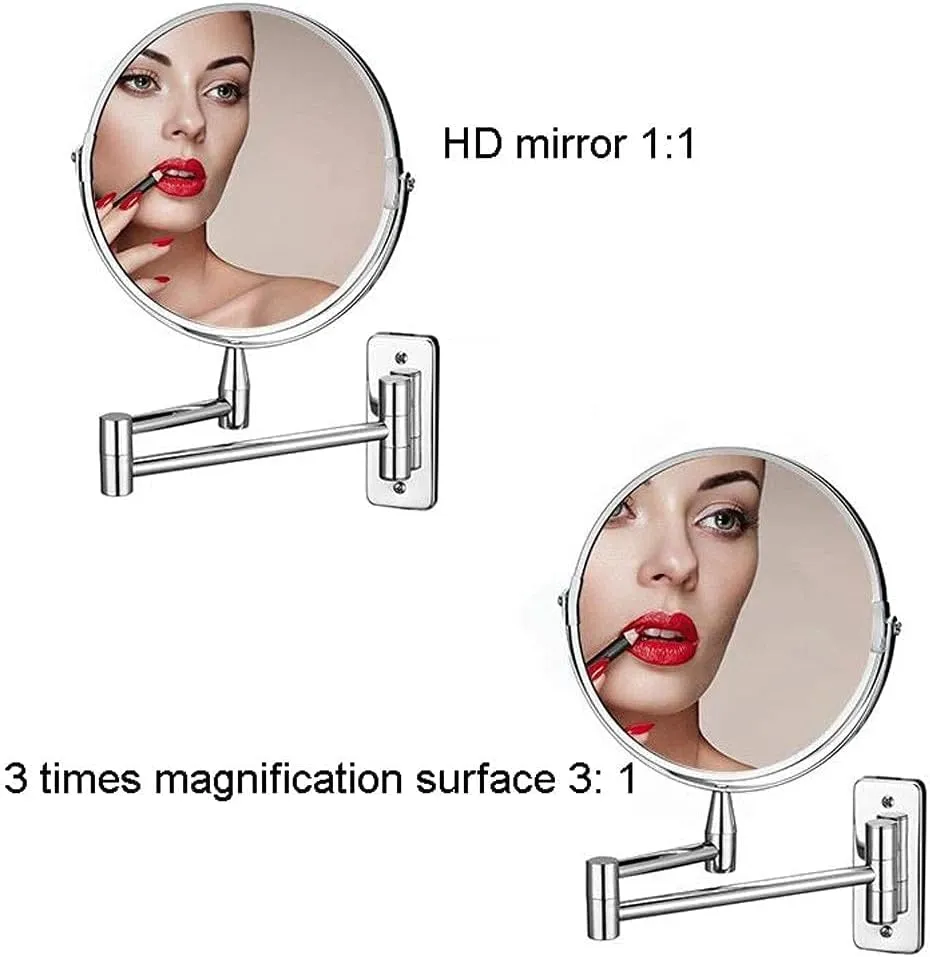 Makeup Mirror Vanity Mirror Wall Mounted Mirror,Bathroom Vanity Mirror Magnifying Beauty Mirror Double-Sided High-Definition Folding Telescopic Mirror Cosmetic Mirror