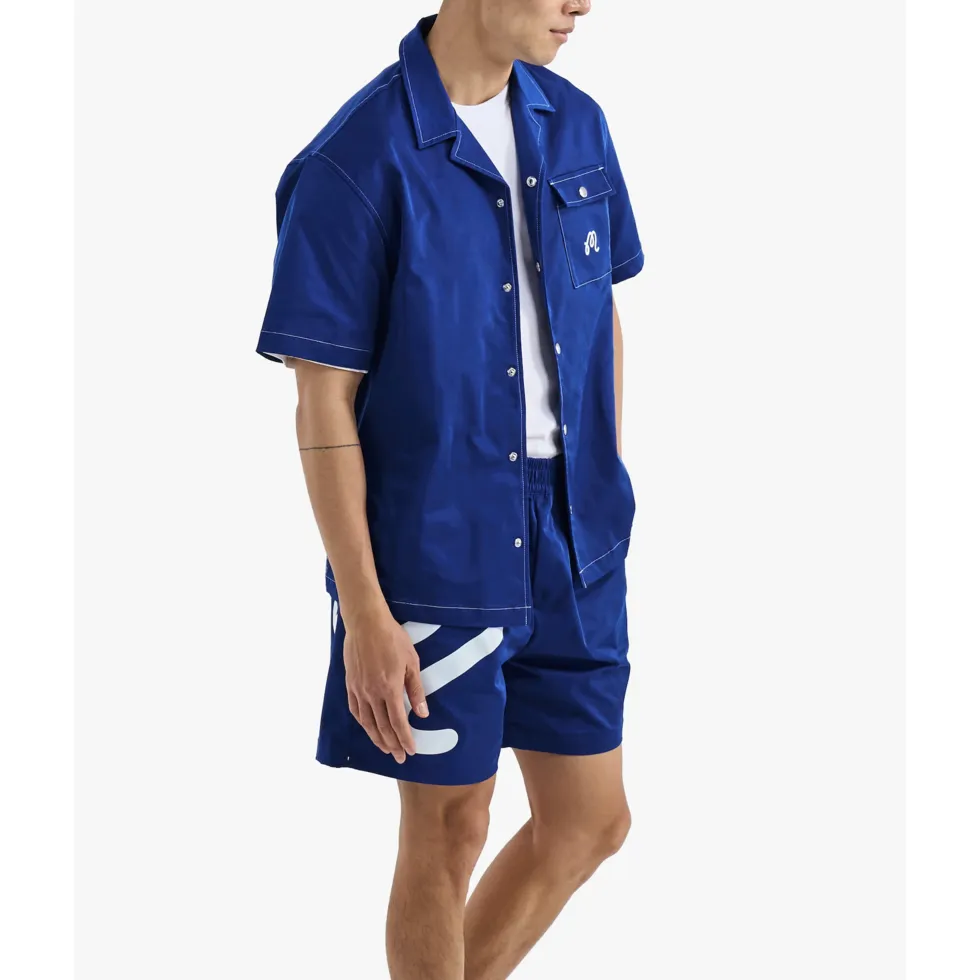 Malbon Menton Nylon Camp Collar Shirt