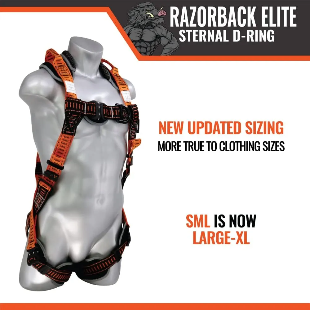 Malta Dynamics Razorback Elite Safety Harness – Lightweight Safety Harness Fall Protection Kit with Sewn in Belt and Sternal D-Rings for Fall Arrest, OSHA & ANSI Compliant (L-XL)