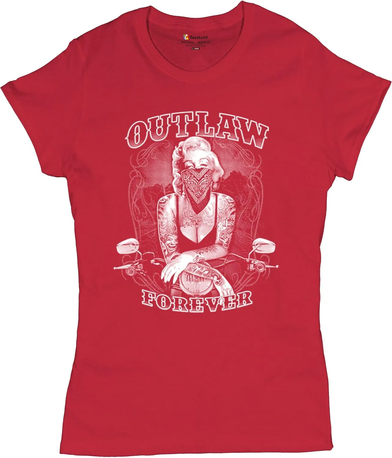 Marilyn Hollywood Glamour Legend Starlet Outlaw Forever T-Shirt Biker Live to Ride Motorcycle Women's Tee