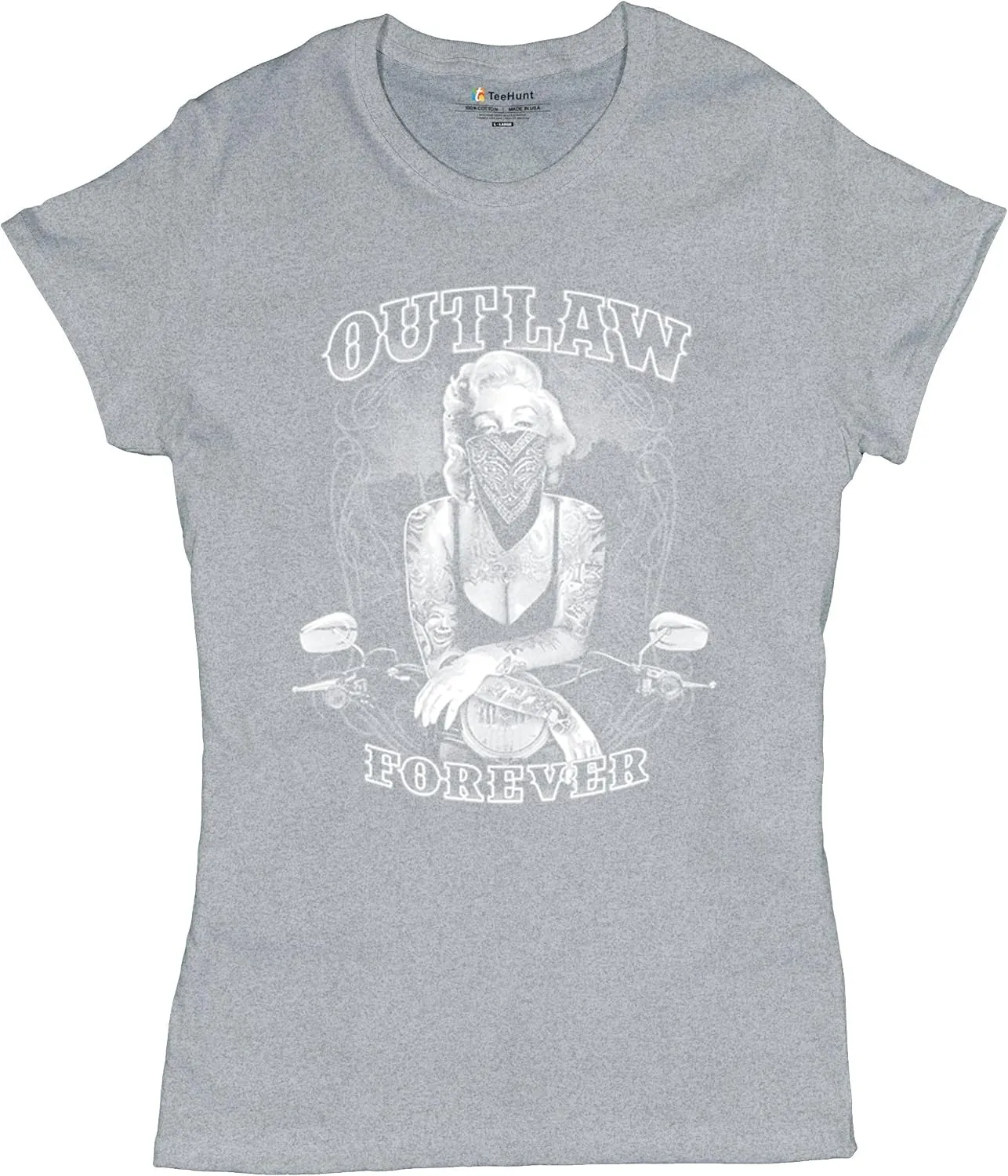Marilyn Hollywood Glamour Legend Starlet Outlaw Forever T-Shirt Biker Live to Ride Motorcycle Women's Tee