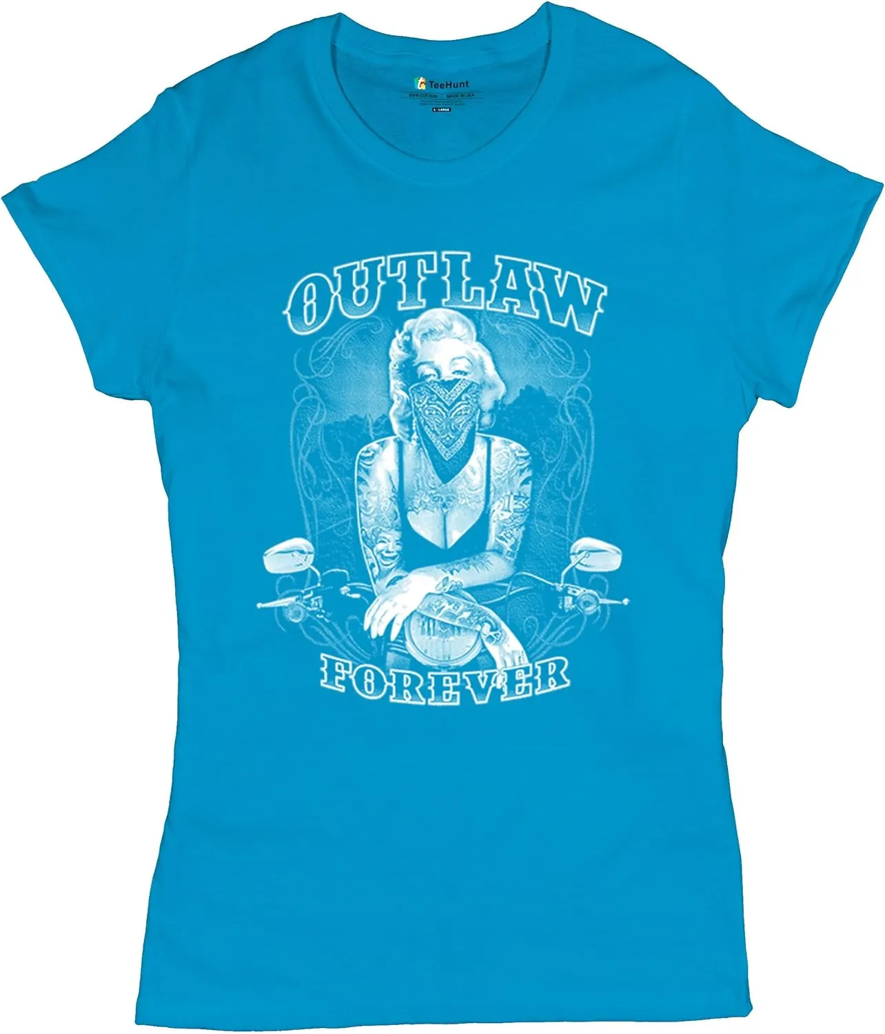 Marilyn Hollywood Glamour Legend Starlet Outlaw Forever T-Shirt Biker Live to Ride Motorcycle Women's Tee