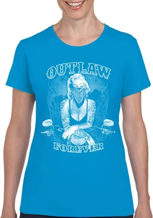 Marilyn Hollywood Glamour Legend Starlet Outlaw Forever T-Shirt Biker Live to Ride Motorcycle Women's Tee