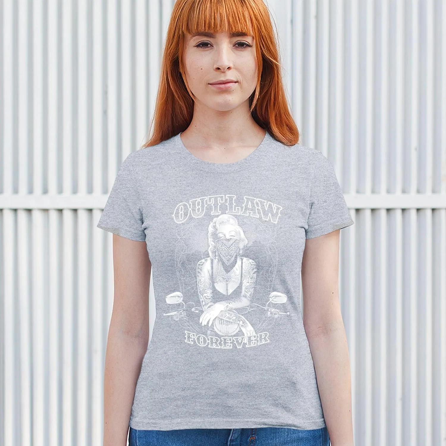 Marilyn Hollywood Glamour Legend Starlet Outlaw Forever T-Shirt Biker Live to Ride Motorcycle Women's Tee