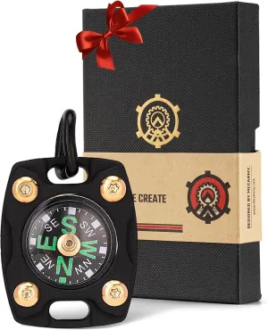 Mecarmy CMP2 Upgraded Mini Compass Titanium Black, Pocket Compass Hiking Survival, Small Waterproof Ipx5 Compass Keychain, Special Compass Necklace, Survival Hiking Gear for Women Men with Gift Box