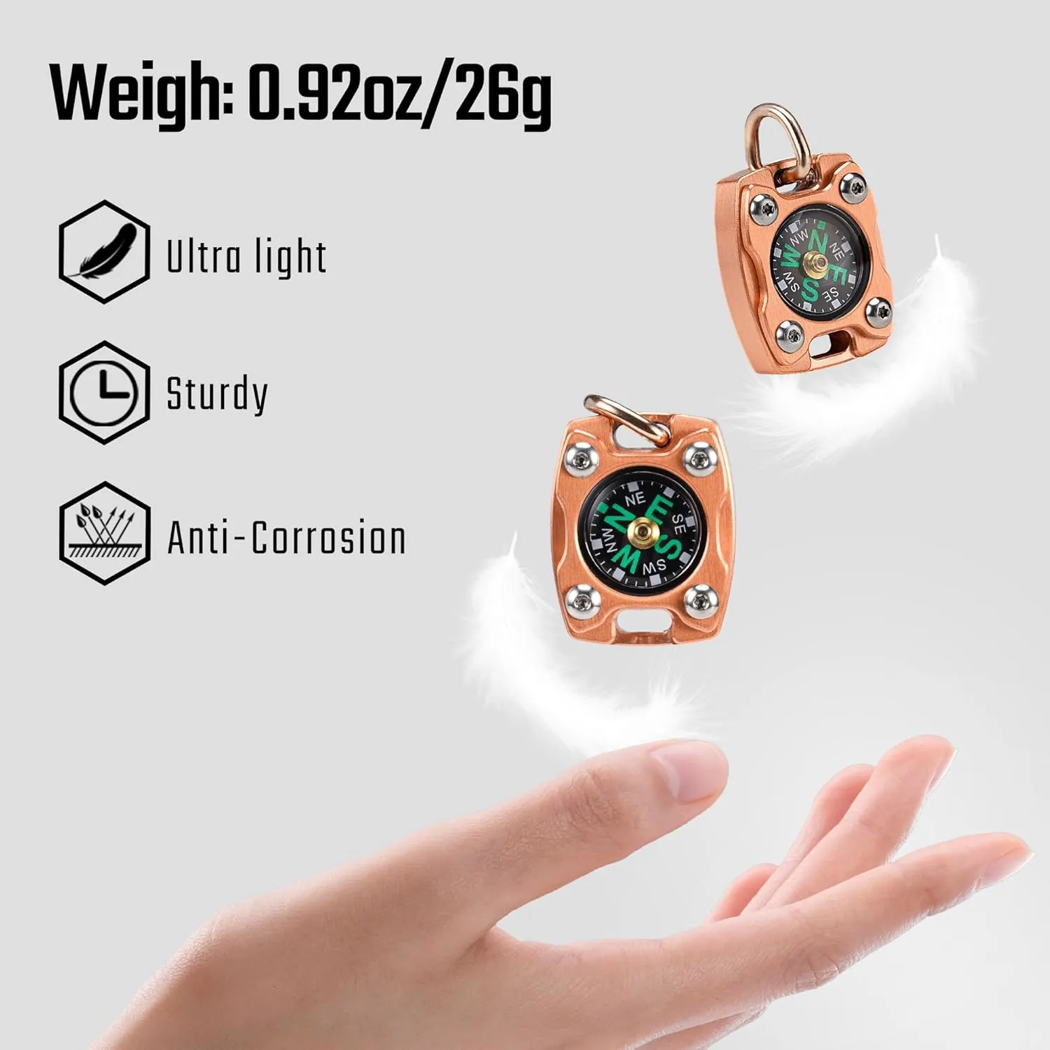 MecArmy CMP/CMP2 Mini Compass- Meaningful Graduation Birthday Gifts for Men Women, EDC Titanium/Brass/Copper Pocket Compass for Hiking SurvivaI, IPX5 Waterproof, Glow in The Dark, Necklace Pendant