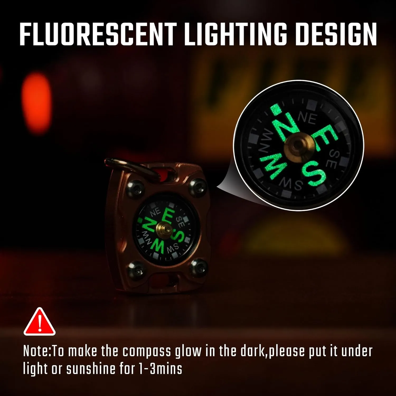 MecArmy CMP/CMP2 Mini Compass- Meaningful Graduation Birthday Gifts for Men Women, EDC Titanium/Brass/Copper Pocket Compass for Hiking SurvivaI, IPX5 Waterproof, Glow in The Dark, Necklace Pendant