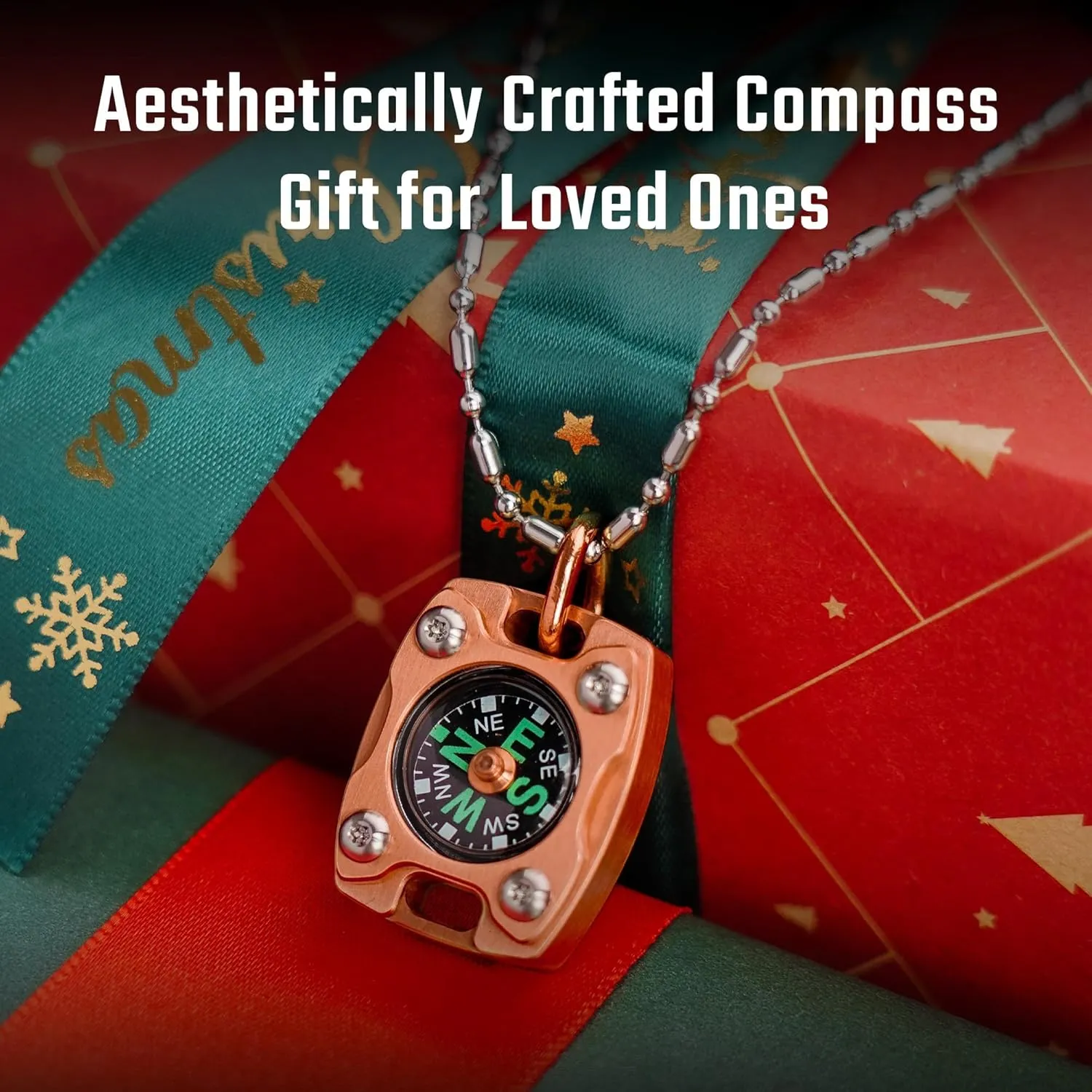 MecArmy CMP/CMP2 Mini Compass- Meaningful Graduation Birthday Gifts for Men Women, EDC Titanium/Brass/Copper Pocket Compass for Hiking SurvivaI, IPX5 Waterproof, Glow in The Dark, Necklace Pendant