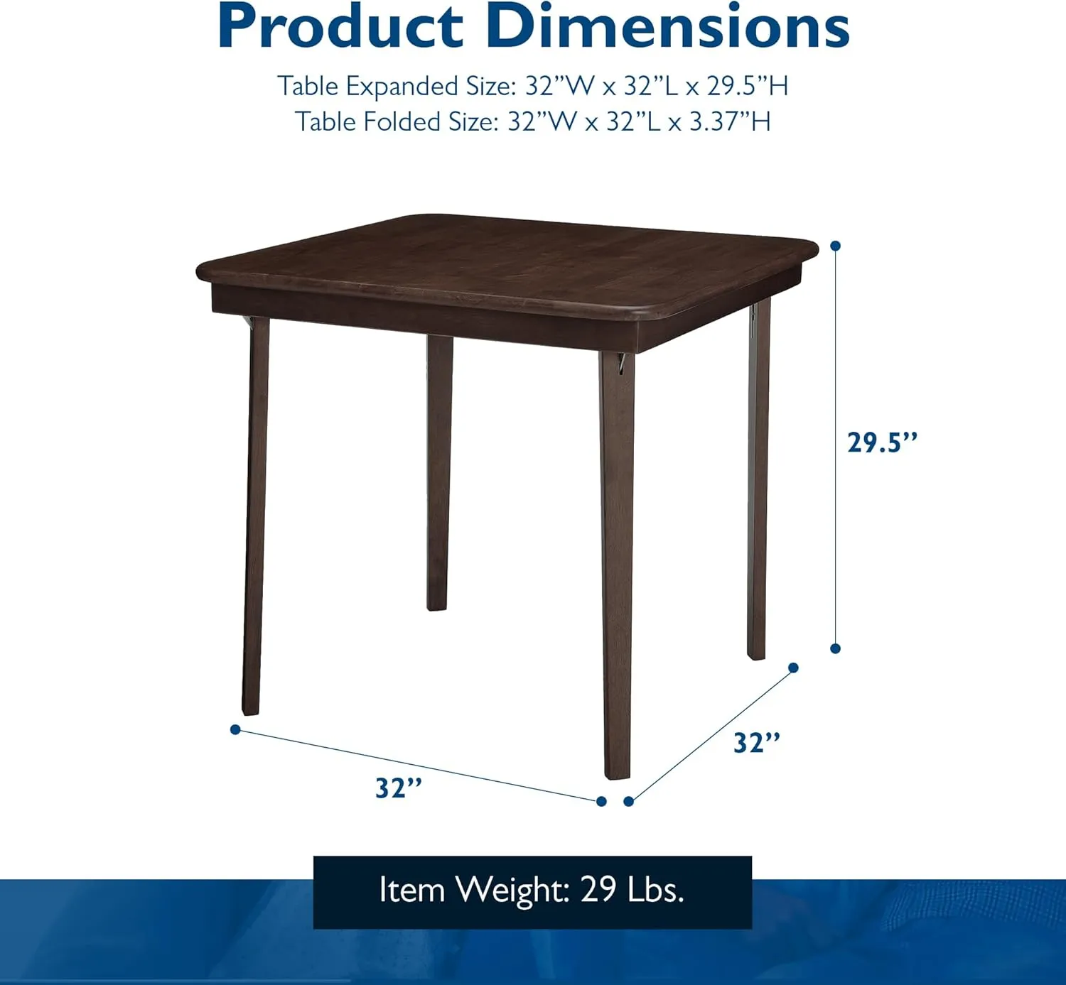 MECO Stakmore Classic Straight Edge Wood Folding Card Table, Espresso Frame