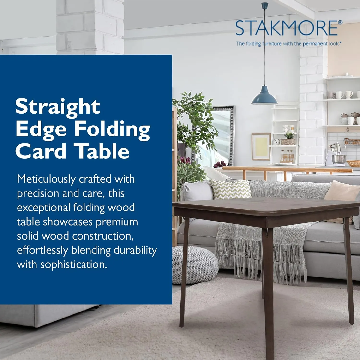 MECO Stakmore Classic Straight Edge Wood Folding Card Table, Espresso Frame