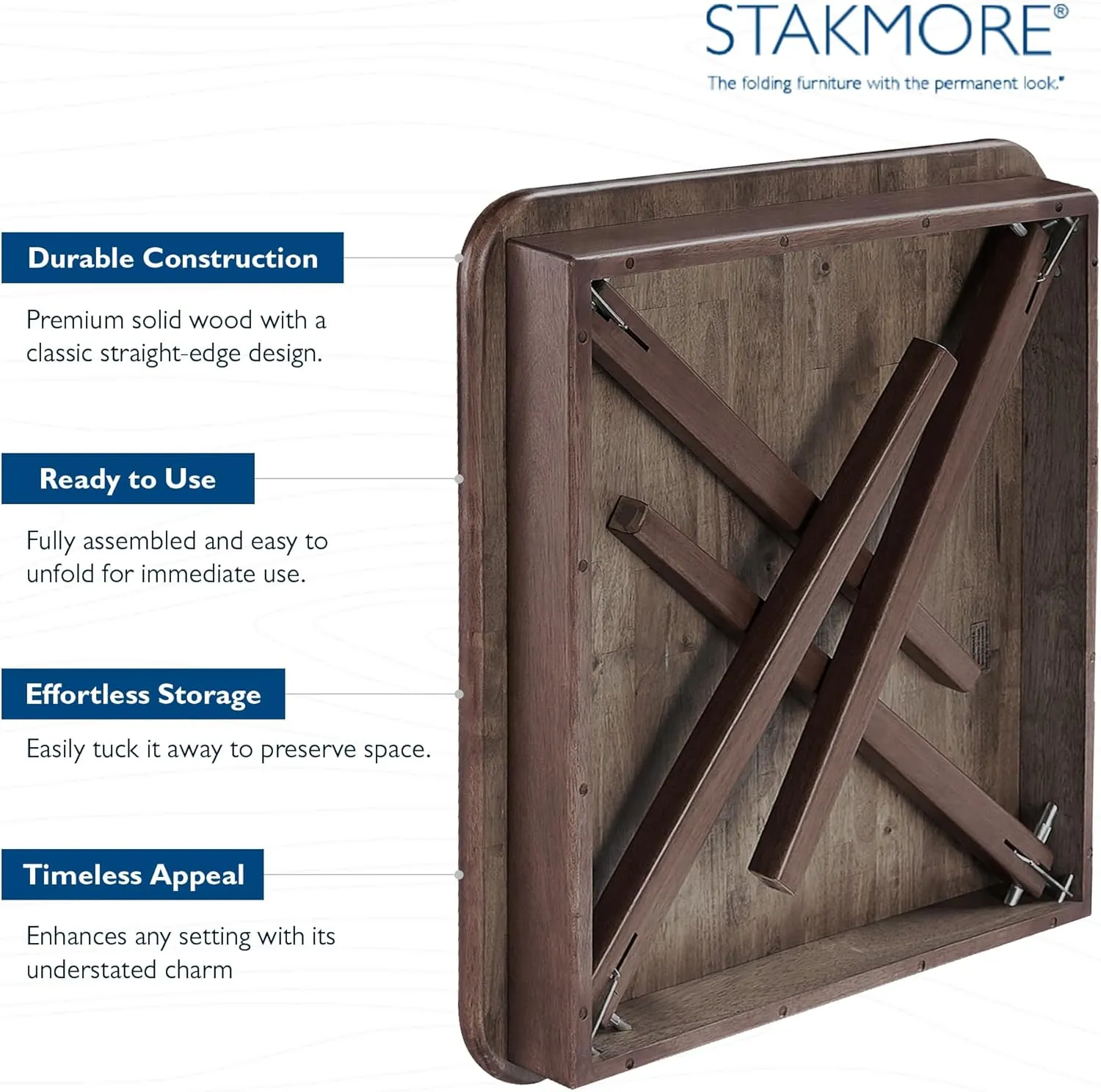MECO Stakmore Classic Straight Edge Wood Folding Card Table, Espresso Frame