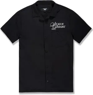 Men Oakland Mechanic Embroidered Camp Shirt (Black)