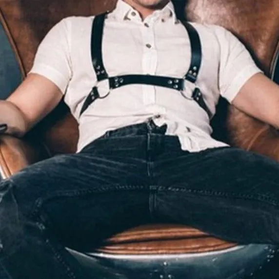 Men's Adjustable H Faux Leather Harness