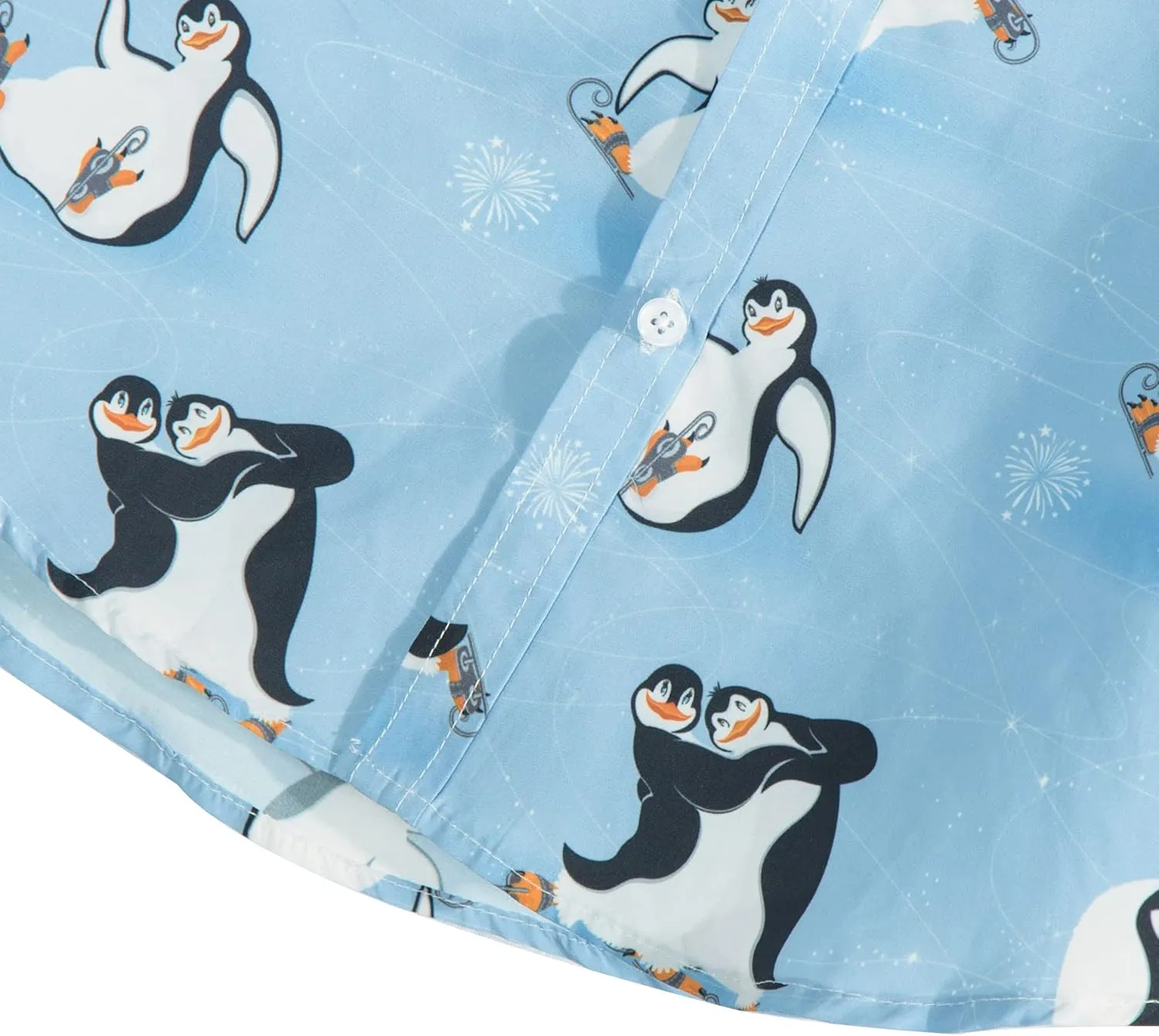 Mens Aloha Hawaiian Shirt Flamingos Penguin Printed Tropical Novelty Casual Short Sleeve Beach Wear