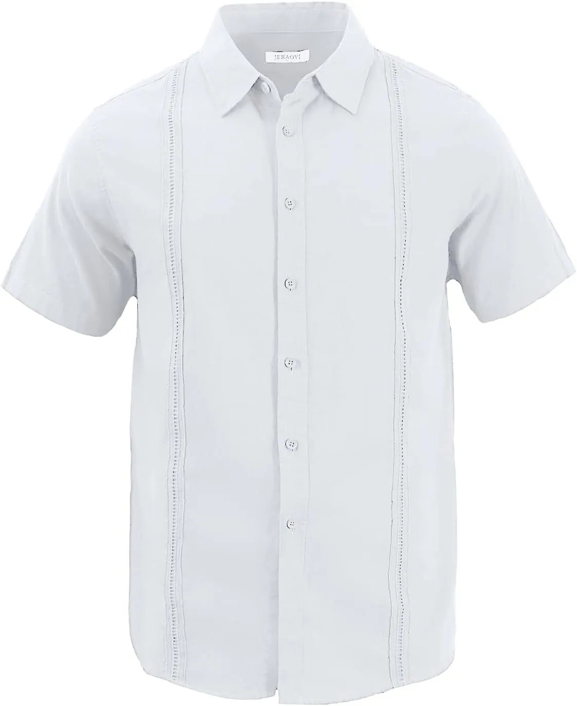 Mens Casual Linen Cotton Button Down Short Sleeve Shirts Cuban Camp Guayabera Beach Tops