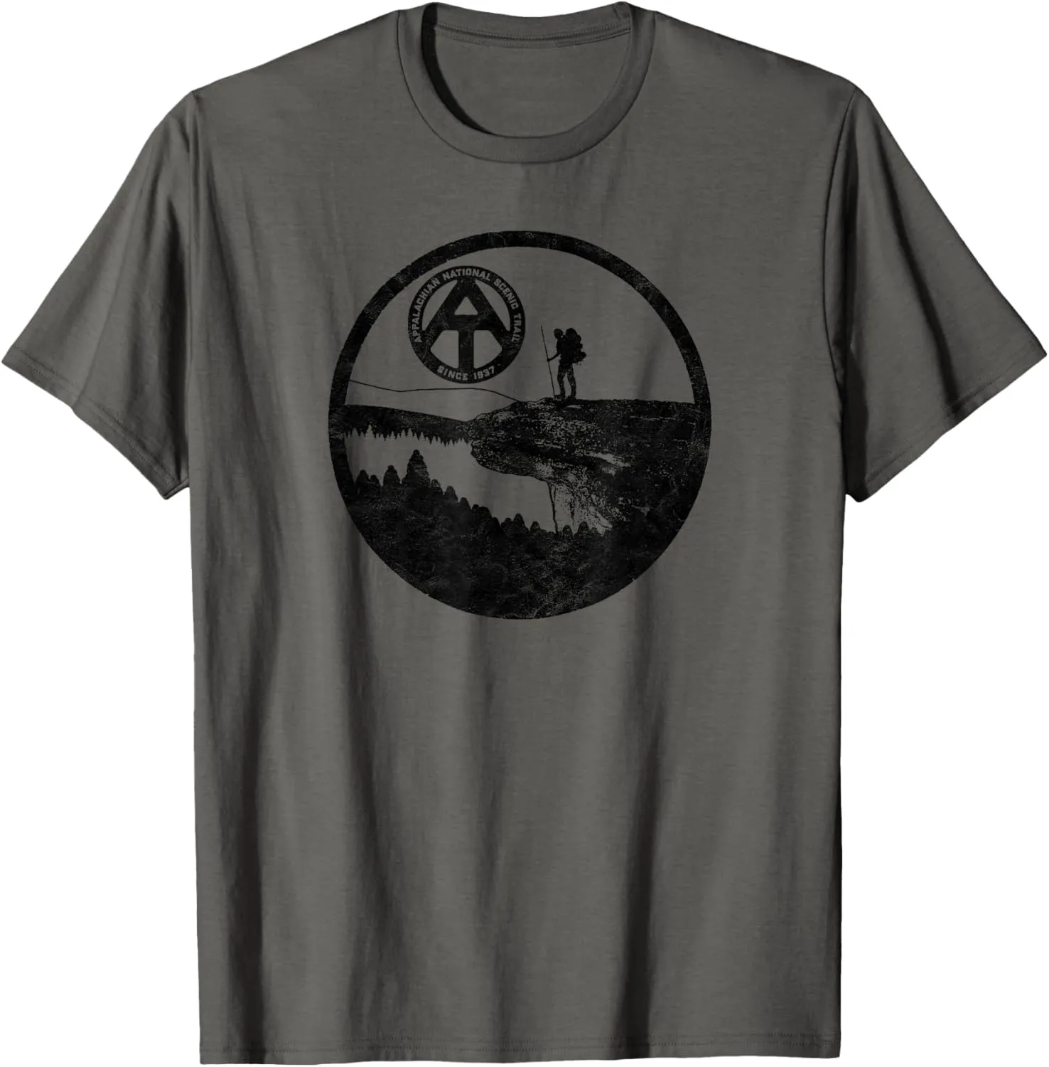 Men's Grey Graphic T-Shirt, Small, Short Sleeve, Classic Fit, Polyester, Hiking, Camping