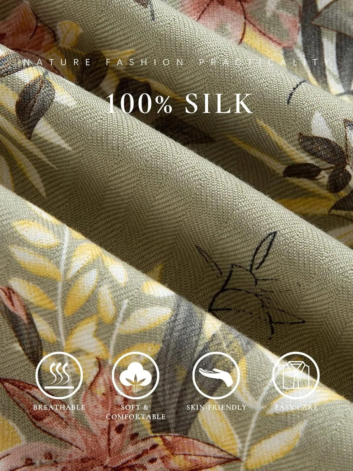 Mens Hawaiian Shirts Silk Short Sleeve Printed Beach Shirt Relaxed Fit Summer Tropical Shirts