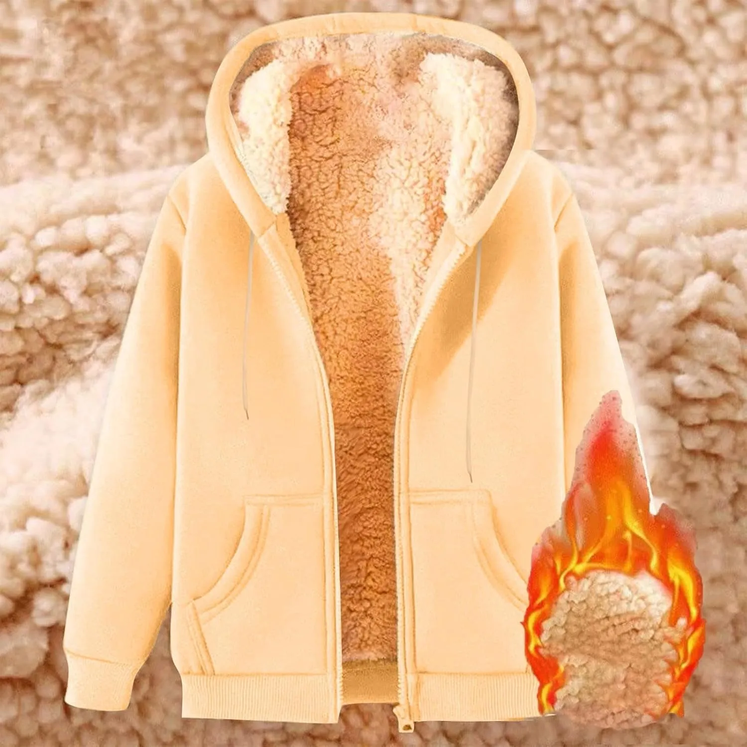 Men's Hoodies Sherpa Lined Fleece Hooded Pullover Long Sleeve Drawstraing Trendy Warm Sweatshirts with Pocket