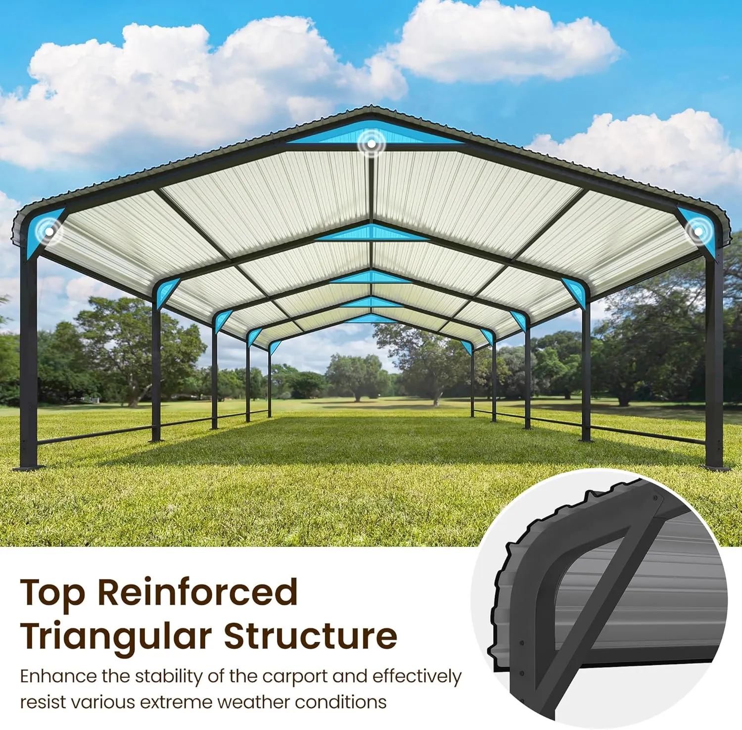 Metal Carport, Heavy Duty Carport Canopy, Garage with Galvanized Steel Roof and Reinforced Base, Outdoor Storage Shed Car Port for All Weather