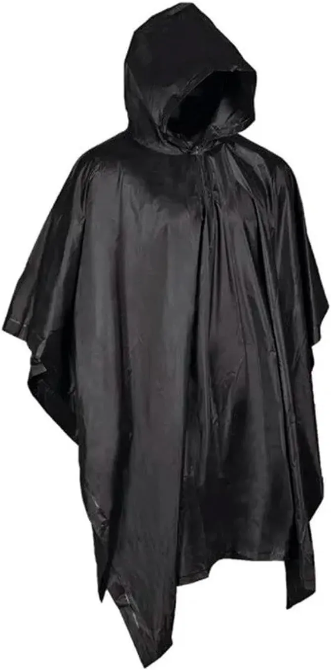 Mil-Tec Adult Ripstop Wet Weather Lightweight Waterproof Multi-Use Rain Poncho with Hood - Use as Bivouac Sack, Shelter Tent