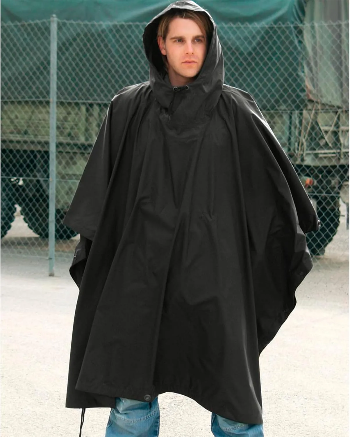 Mil-Tec Adult Ripstop Wet Weather Lightweight Waterproof Multi-Use Rain Poncho with Hood - Use as Bivouac Sack, Shelter Tent
