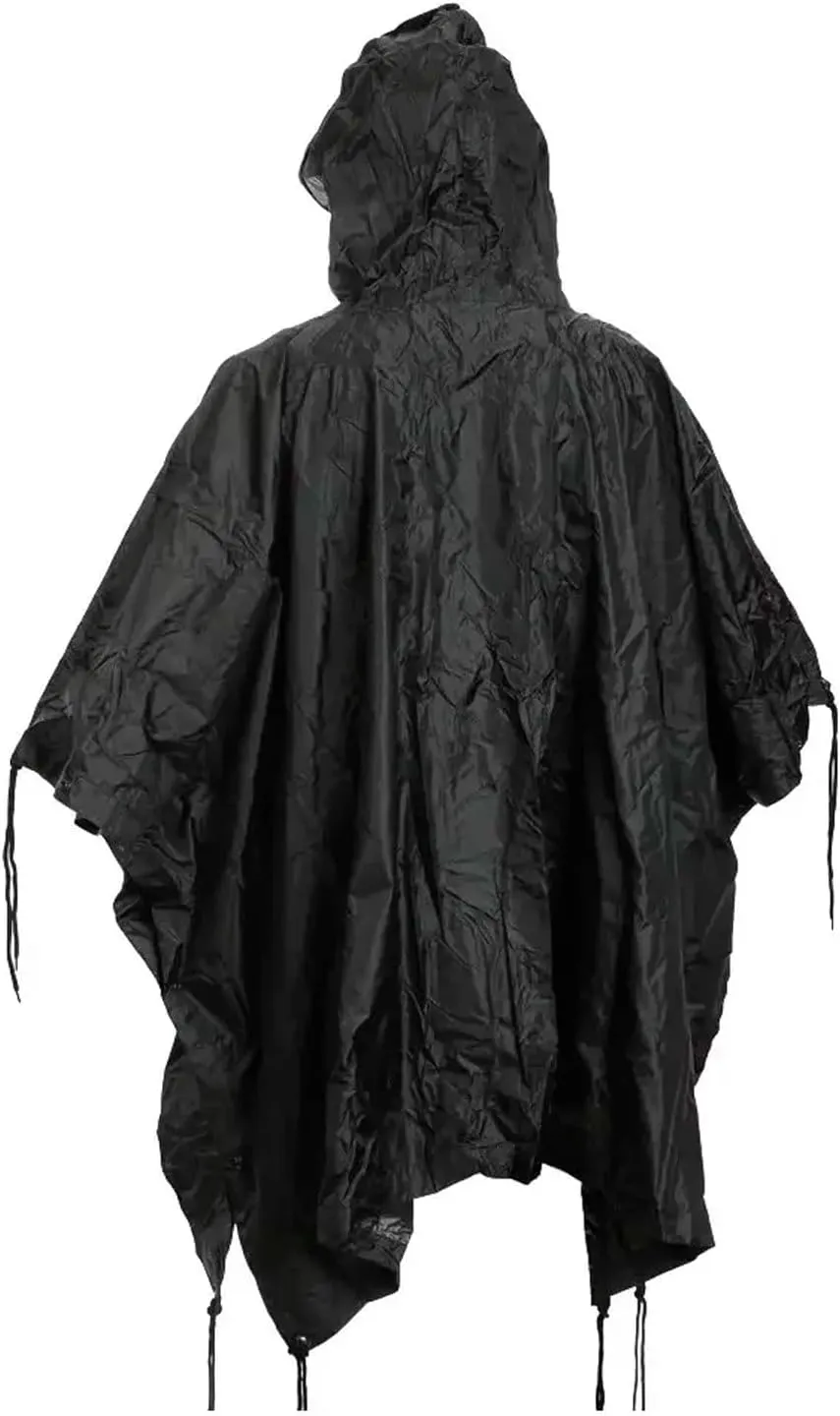 Mil-Tec Adult Ripstop Wet Weather Lightweight Waterproof Multi-Use Rain Poncho with Hood - Use as Bivouac Sack, Shelter Tent