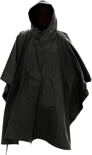 Mil-Tec Adult Ripstop Wet Weather Lightweight Waterproof Multi-Use Rain Poncho with Hood - Use as Bivouac Sack, Shelter Tent