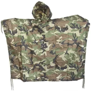 MIL-TEC Brand Poncho army style waterproof rain RipStop cape military Woodland