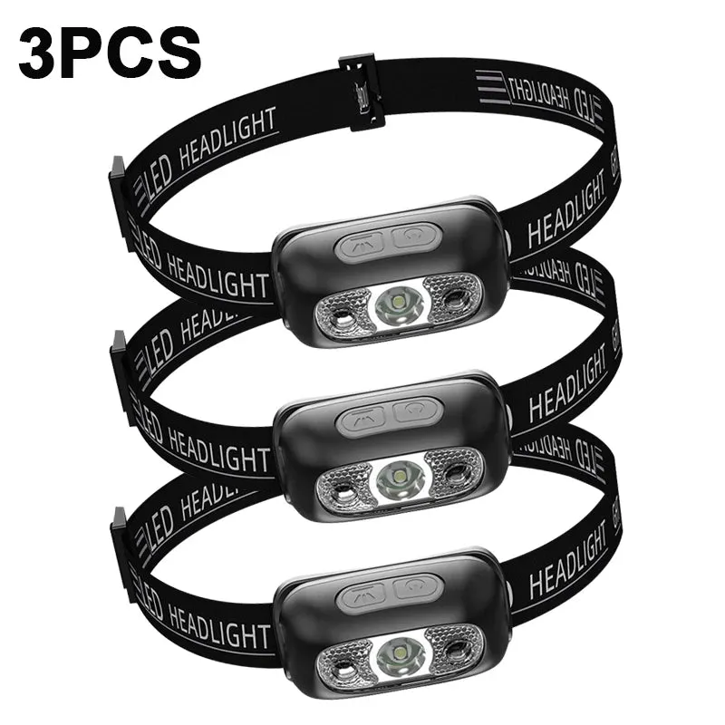 Mini Rechargeable LED Sensor Headlamp USB Flashlight Torch for Camping & Hiking