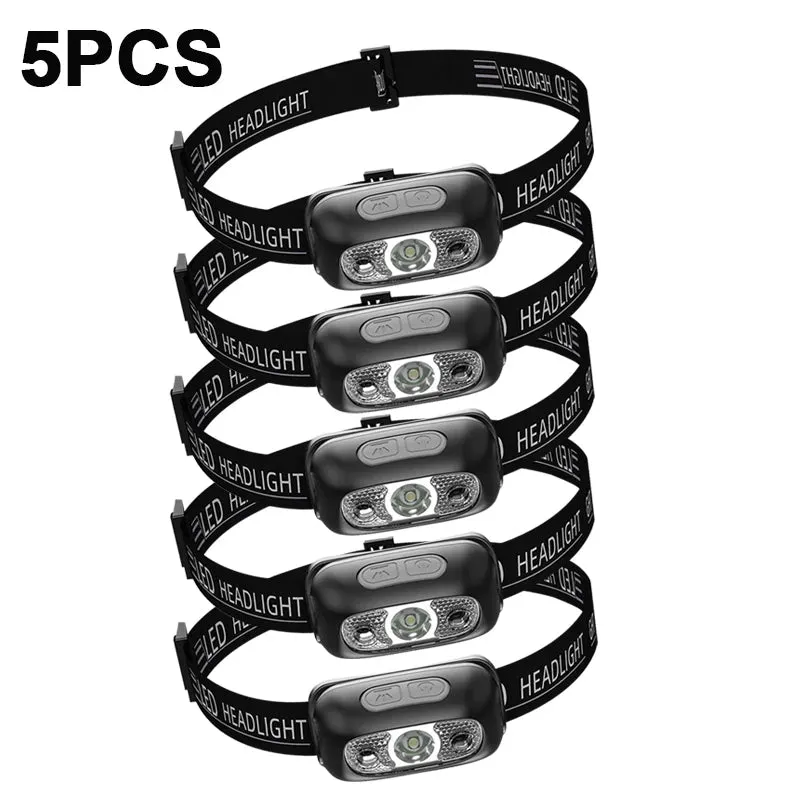 Mini Rechargeable LED Sensor Headlamp USB Flashlight Torch for Camping & Hiking