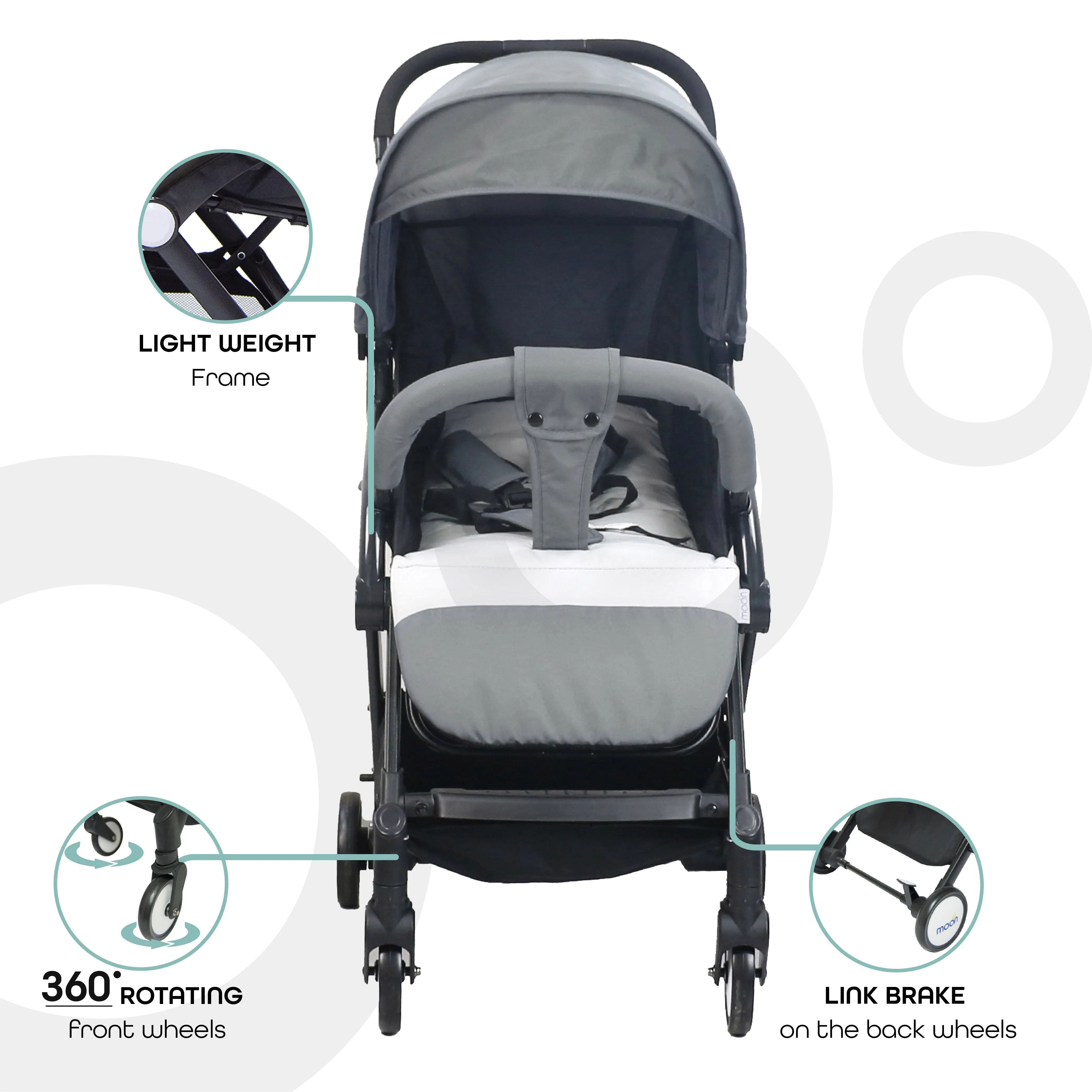 Moon - Travel-Lite  - Cabin Stroller - Grey