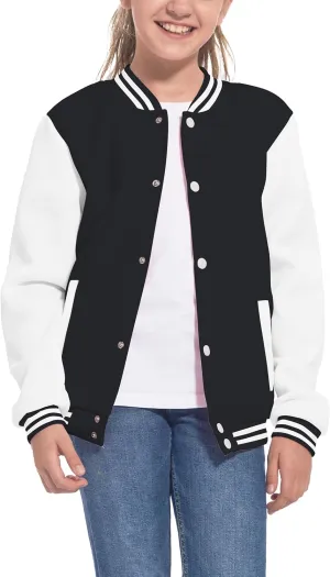 Mowbeat Kids Baseball Jacket Girls Bomber Jackets Boys Varsity Coats Top for Girl Sports Track Outerwear