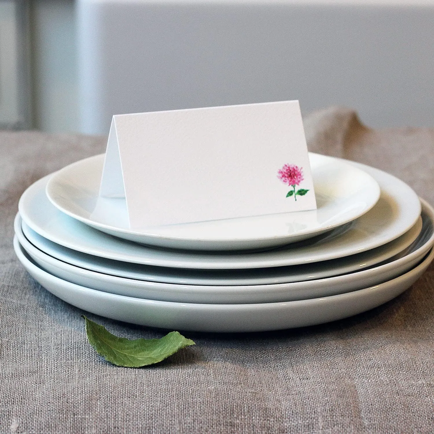 Nancy Nikko Place Cards with Pink Flower for Weddings, Showers, Luncheon and Dinner Parties. Table Tent Style, Scored for Easy Folding. Available in Pkgs of 12/25 / 50 (50)