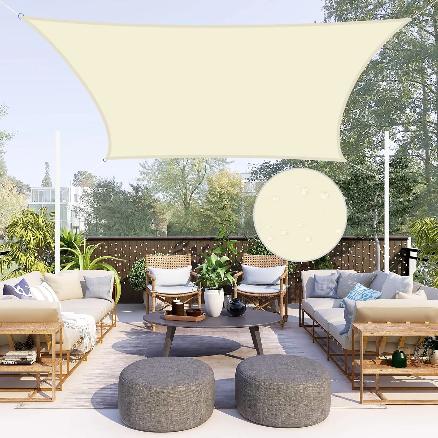 Neween Waterproof Sun Shade Sail Rectangle UV Block Canopy for Outdoor Patio and Garden, Yard Activities (10'x13', Beige)