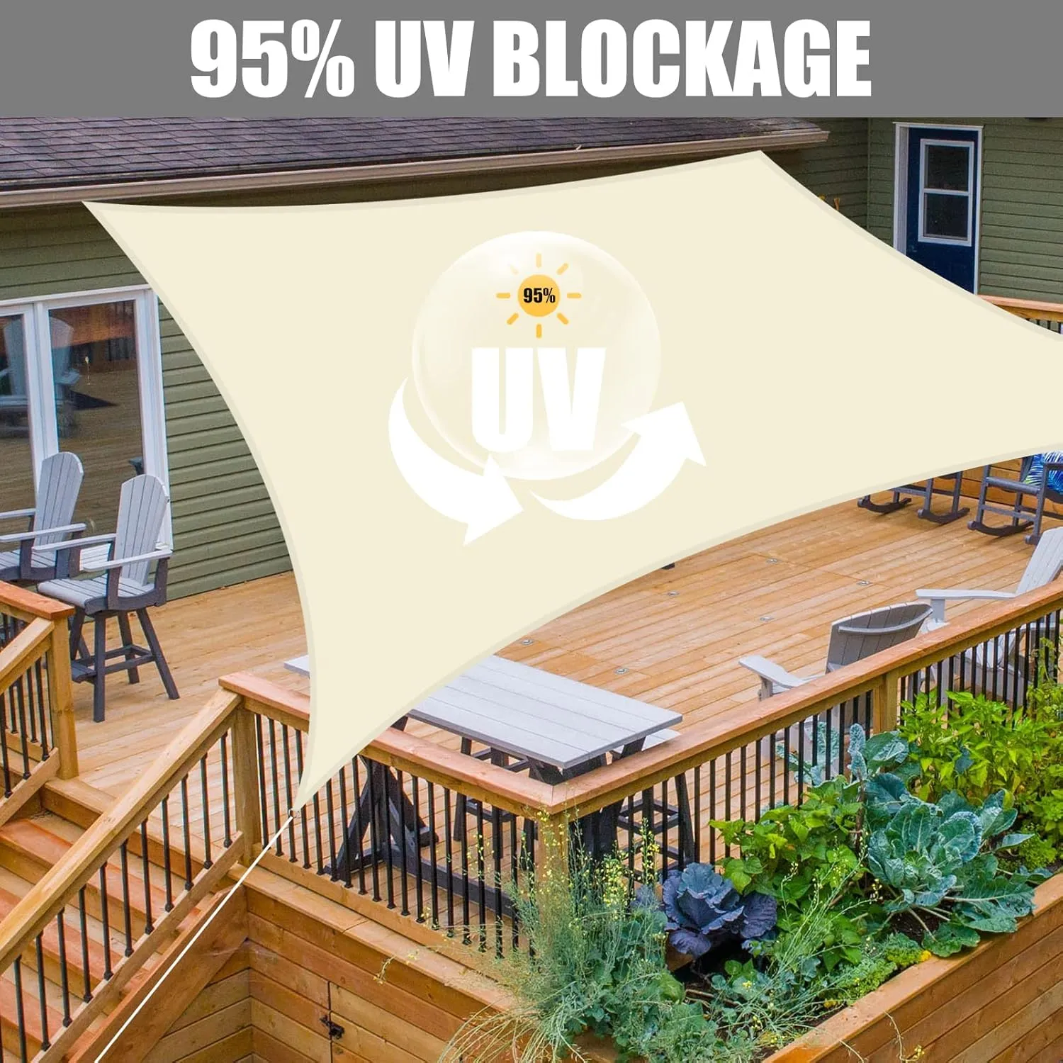 Neween Waterproof Sun Shade Sail Rectangle UV Block Canopy for Outdoor Patio and Garden, Yard Activities (10'x13', Beige)