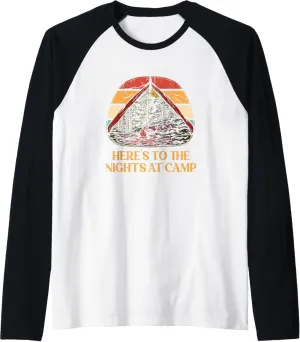 Nights at Camp Camping Forest Camper Jungle Vacation Holiday Raglan Baseball Tee