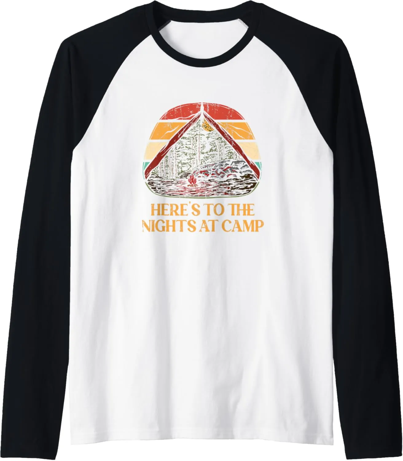 Nights at Camp Camping Forest Camper Jungle Vacation Holiday Raglan Baseball Tee