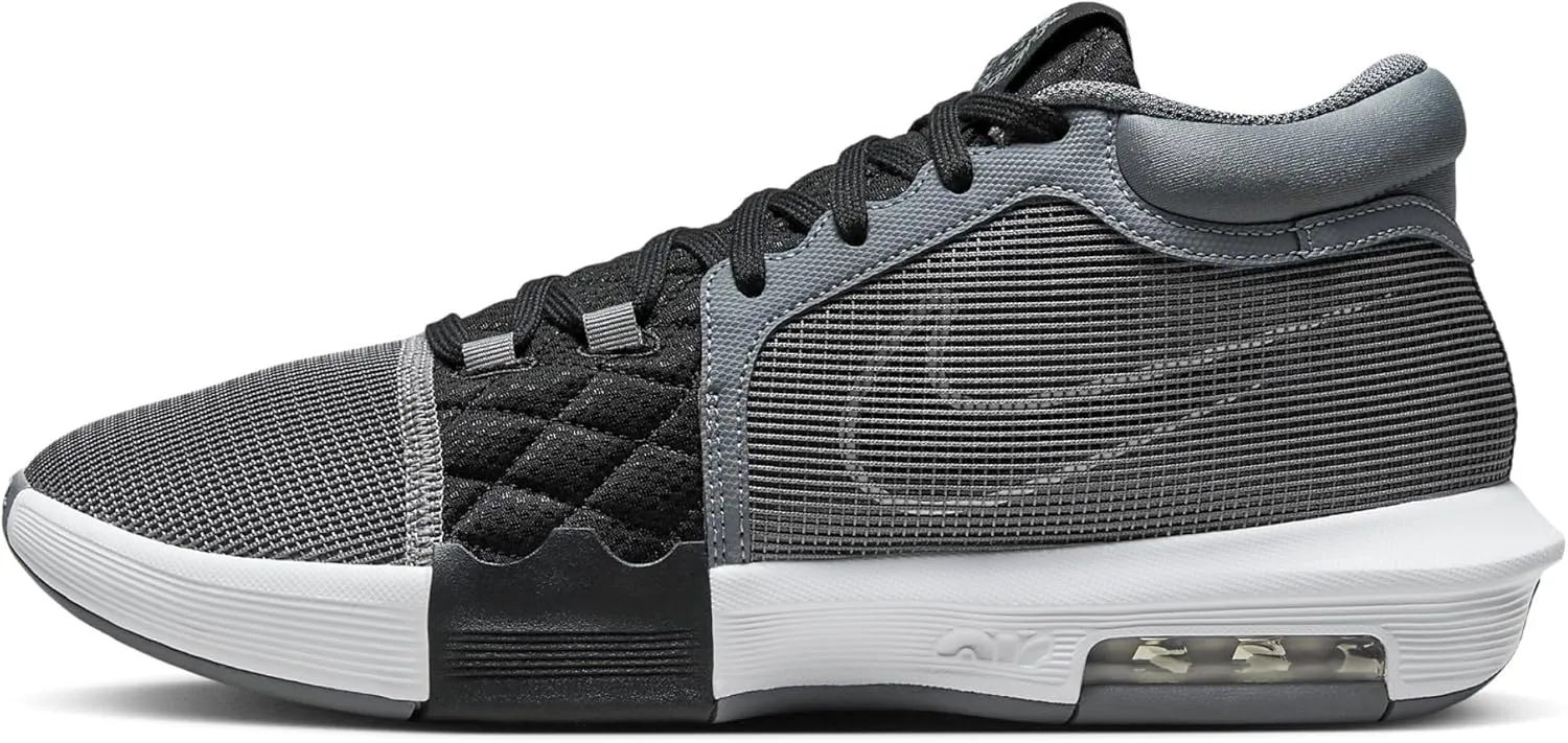 NIKE Lebron Witness 8 Basketball Shoes (FB2239-004, Cool Grey/Black/White) Size 12