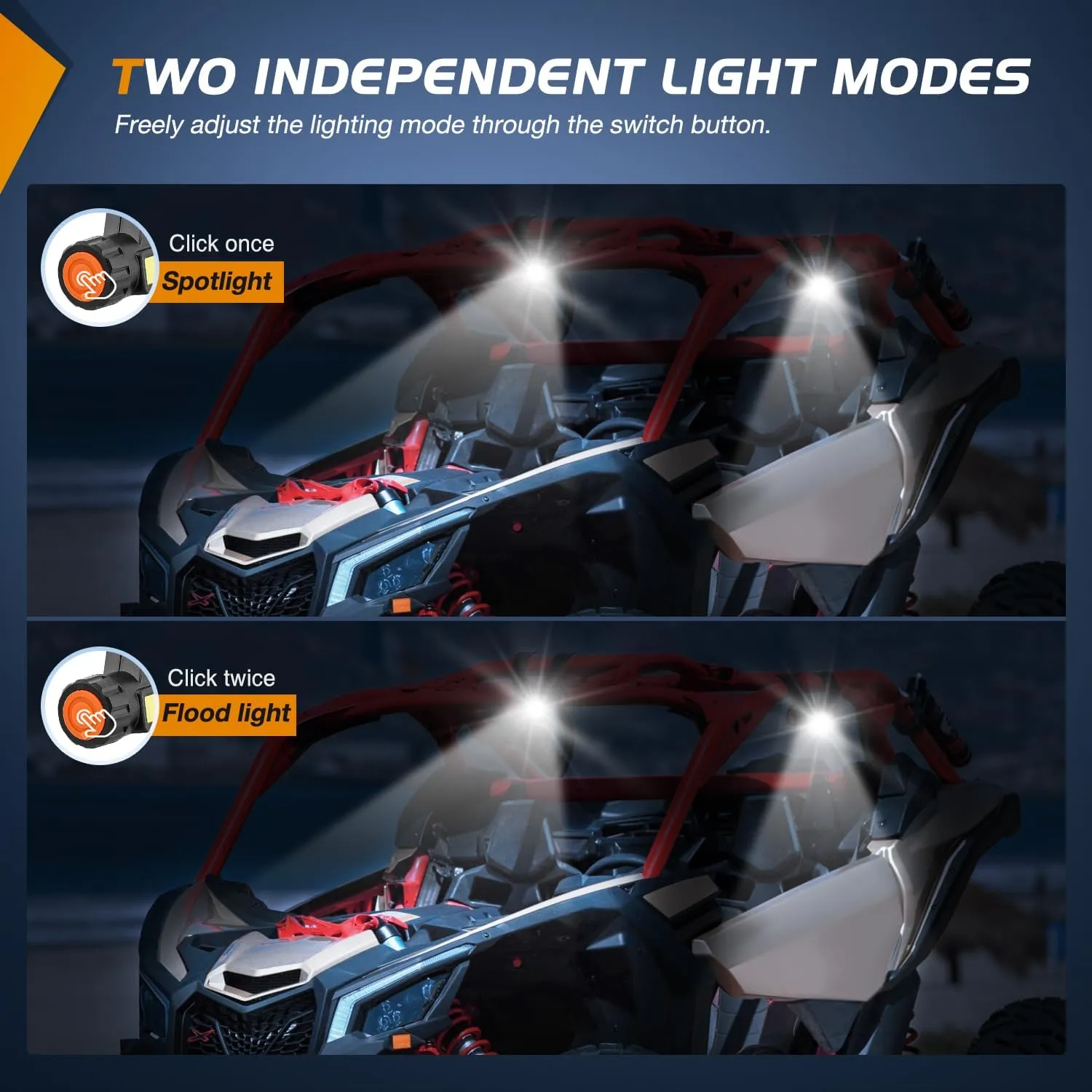 Nilight UTV Dome Light 2 PCS Spot Flood Combo Beam LED Interior Lights Universal 1.5”-2.0” Roll Bar Mount Lighting for ATV Can-Am Polaris RZR Dune Buggy Golf Cart Off-Road Vehicle Boat