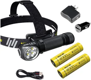 Nitecore Value Bundle HC35 Rechargeable LED Headlamp - 2700 Lumen   Extra NL2140 Battery & Eco-Sensa USB Charging Cable with USB Car Adapter and USB Wall Adapter